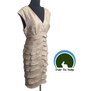 London Style Champagne Layered Cocktail Dress Size 16 party glam elegant